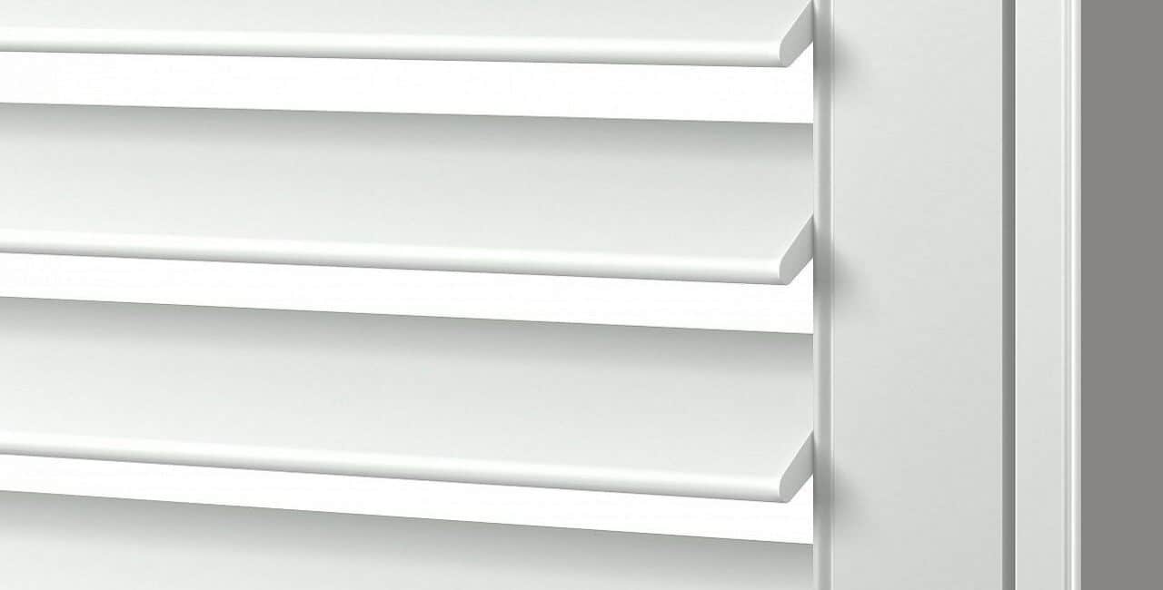Bright, modern window shutters with white adjustable louvers for controlling light and privacy.
