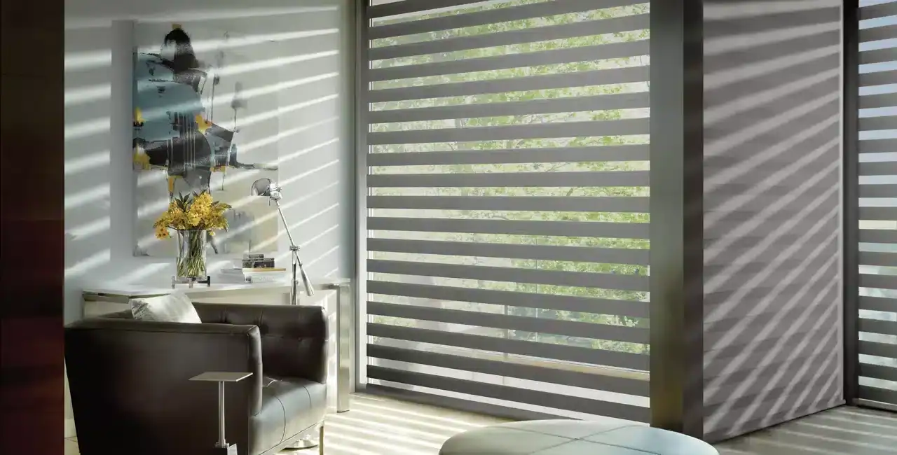 Contemporary room with sleek window treatments, stylish furniture pieces, and natural light creating a warm and inviting atmosphere.