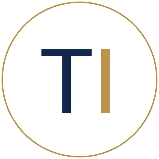 Elegant monogram design featuring the initials "T" and "I" within a circular frame.