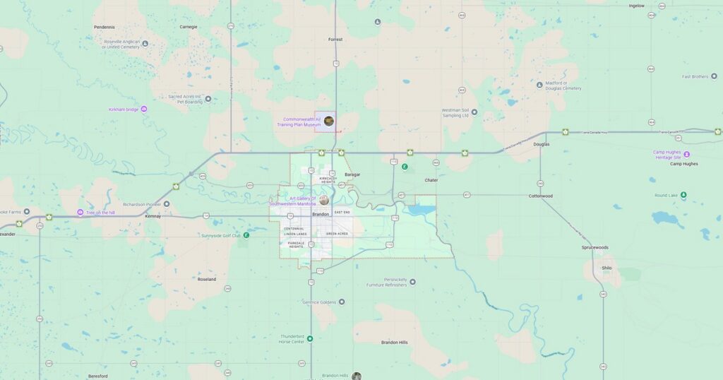 Detailed map of Mountain View, California highlighting public transportation lines, streets, parks, and key city features.